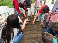 Preparo de canteiros para hortas é uma das atividades do projeto. Crédito: Divulgação